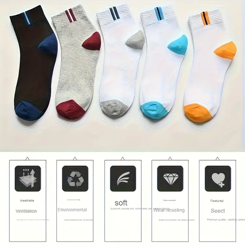 Unisex polyester-cotton mid-calf socks 10 pcs