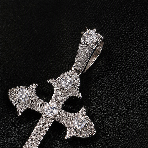Luxury Iced-Out Cross Necklace - Hip Hop Sparkling Pendant for Urban Fashion