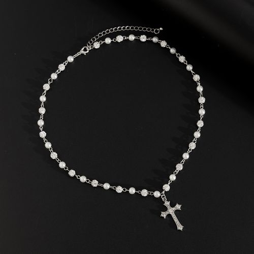 Royal Blessing Shimmering Pearl Cross Necklace