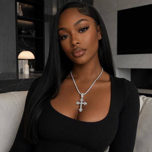 Luxury Iced-Out Cross Necklace - Hip Hop Sparkling Pendant for Urban Fashion