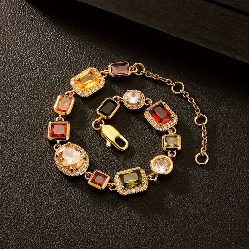 Gorgeous mixed gemstone cross tennis chain 5A straight-draw enamel gemstone 18k gold-plated vintage multi-color women's jewelry necklace