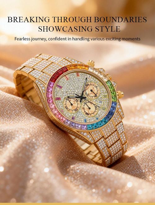 Starry sky luminous dial diamond-encrusted quartz multi-functional watch for men and women