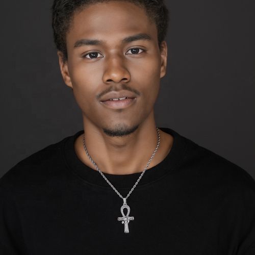 The Pharaoh Divine Protection Iced Ankh and Eye of Horus Pendant