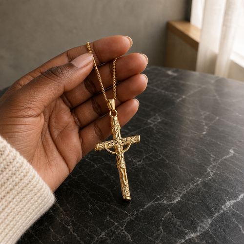 Crown of Faith Silver-Tone Crucifix Necklace