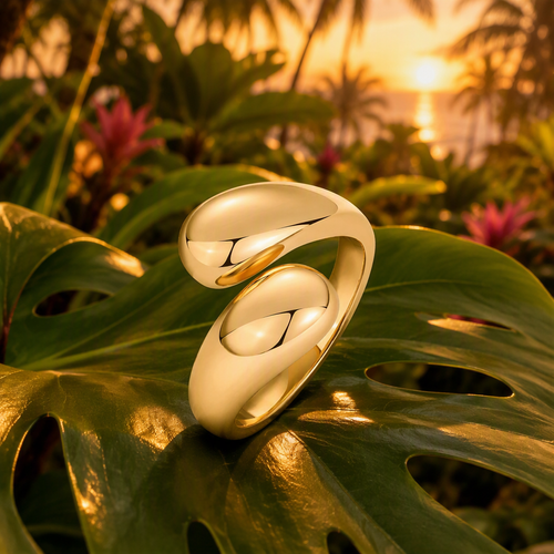 Royal Empire Organic 18K PVD Gold Teardrop Ring - Non-Tarnish & Adjustable