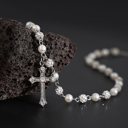 Royal Blessing Shimmering Pearl Cross Necklace