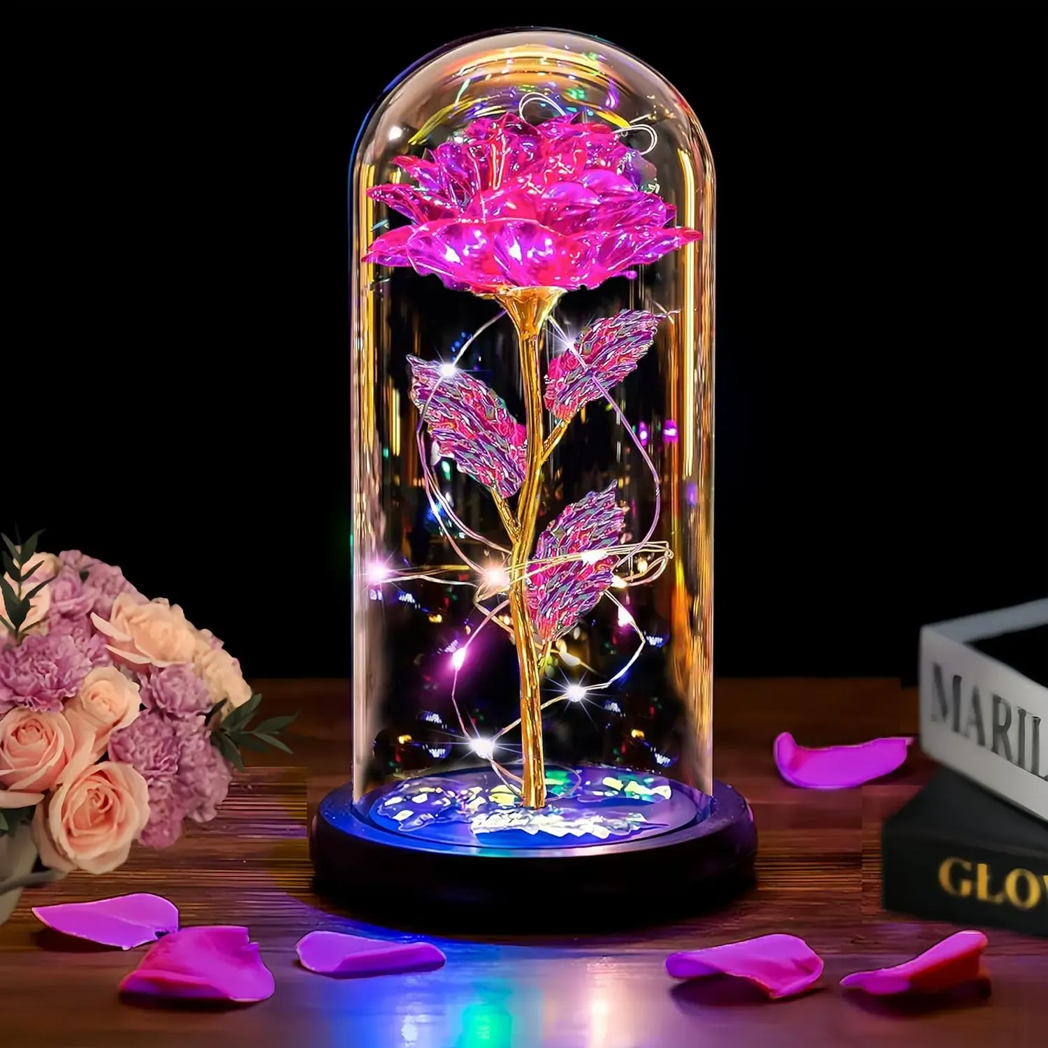 Enchanted Eternal Rose – Galaxy LED Glass Dome Gift 🌹✨
