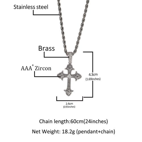 Luxury Iced-Out Cross Necklace - Hip Hop Sparkling Pendant for Urban Fashion