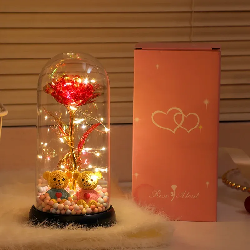 Eternal Galaxy Rose – LED Glass Dome Gift Set ✨💍