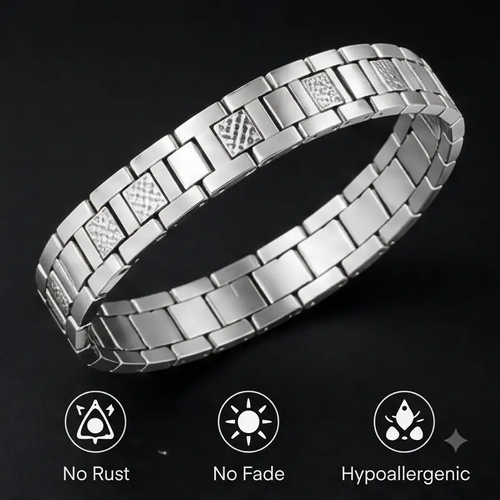 Bold Crocodile Embossed Magnetic Bracelet for Men – Waterproof Titanium & Stainless Steel Wide Cuff