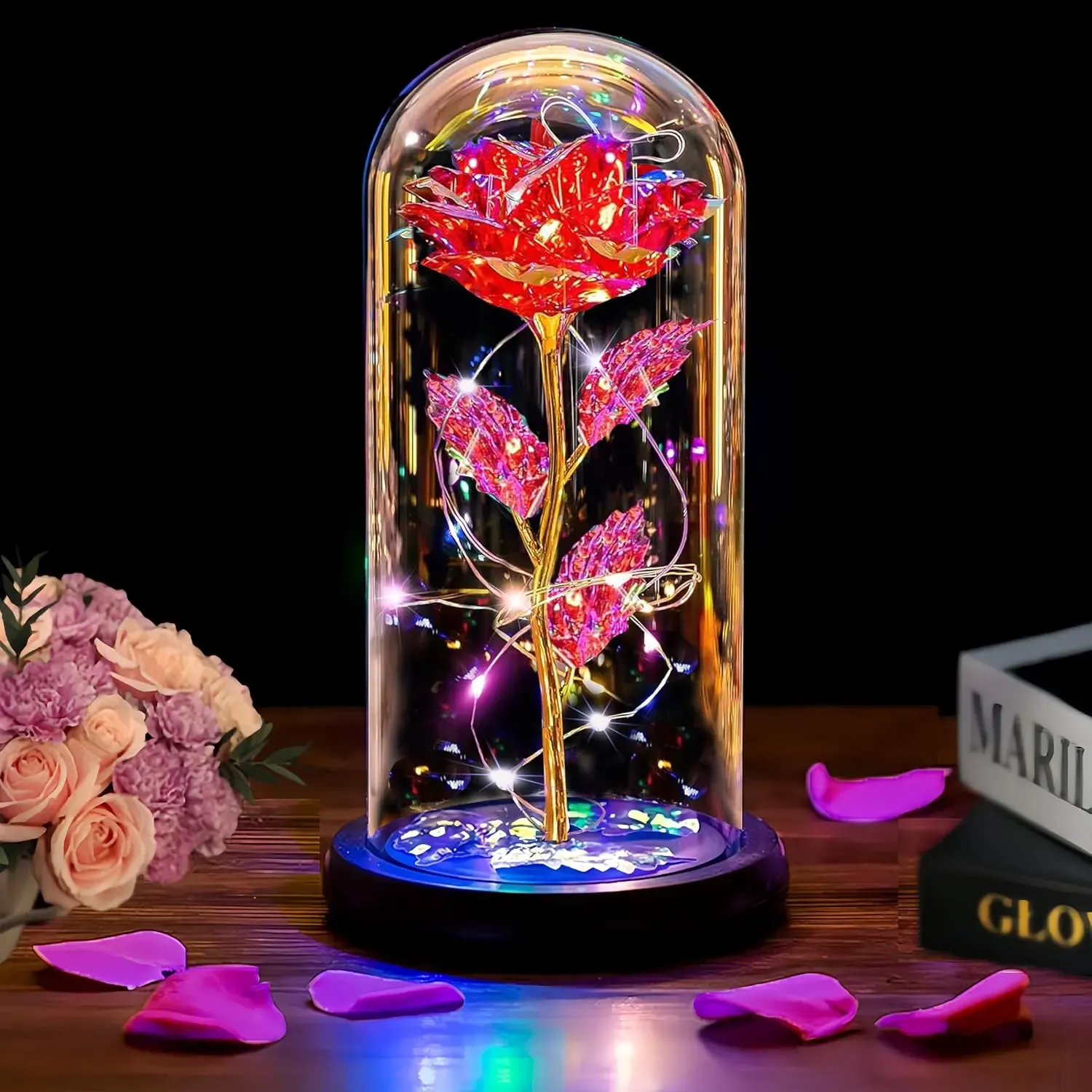Enchanted Eternal Rose – Galaxy LED Glass Dome Gift 🌹✨