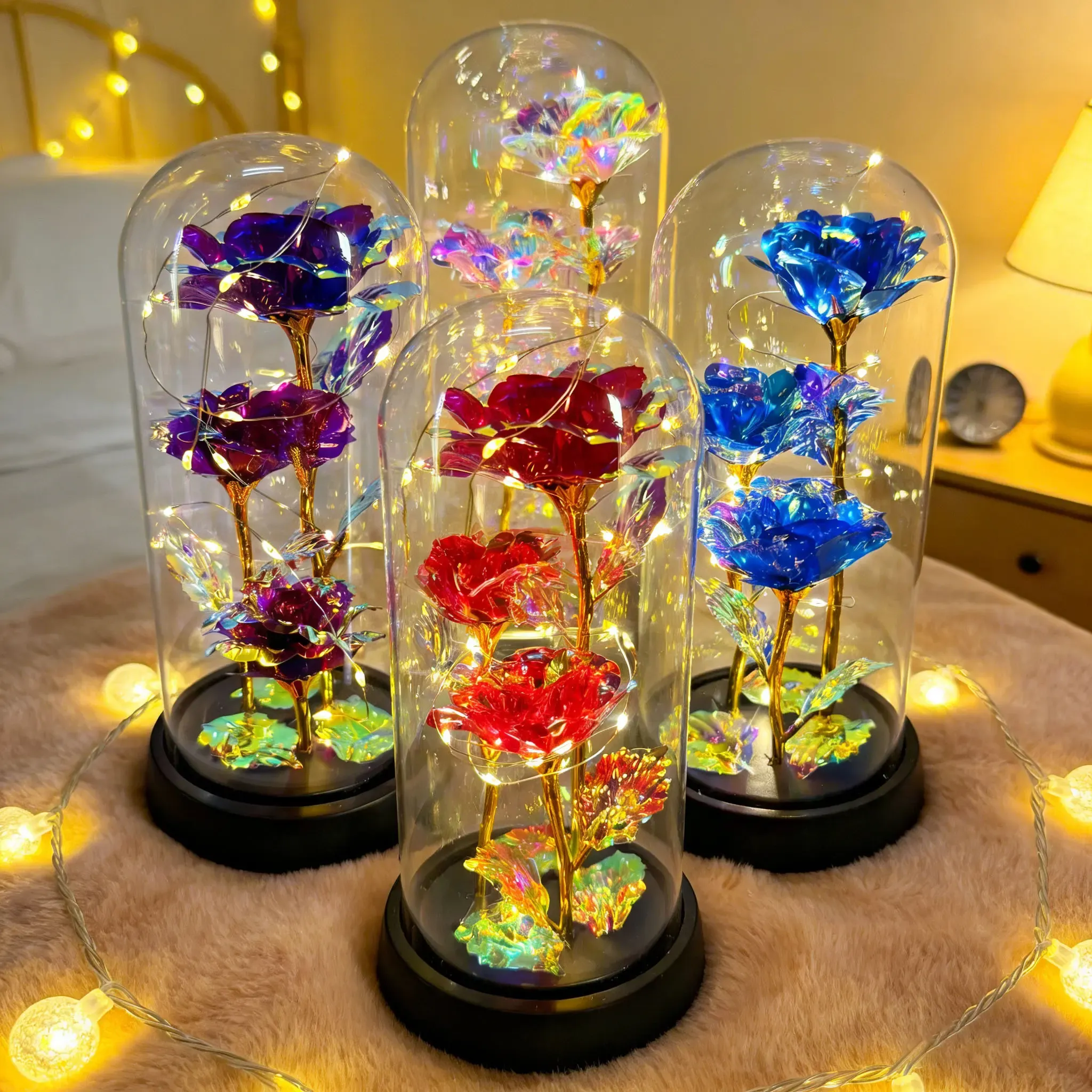 Enchanted Eternal Rose – Galaxy LED Glass Dome Gift 🌹✨