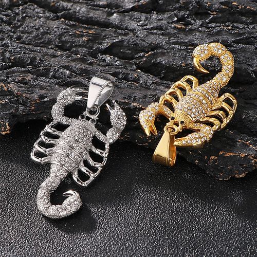 Iced Out Scorpion Pendant Necklace - 316L Stainless Steel  Never Fade - Waterproof  Hip Hop Jewelry