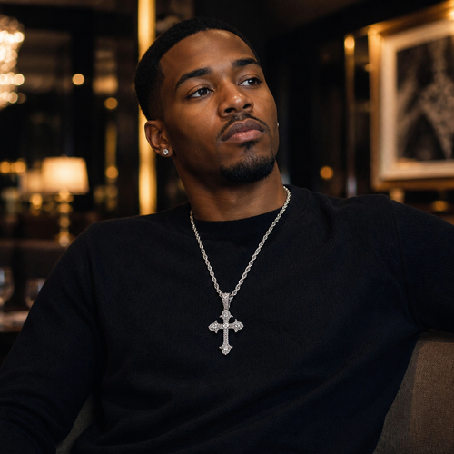 Luxury Iced-Out Cross Necklace - Hip Hop Sparkling Pendant for Urban Fashion