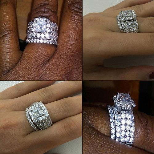 F940 Princess Cut Diamond Engagement Ring White Gold Women's Natural G Color Diamond