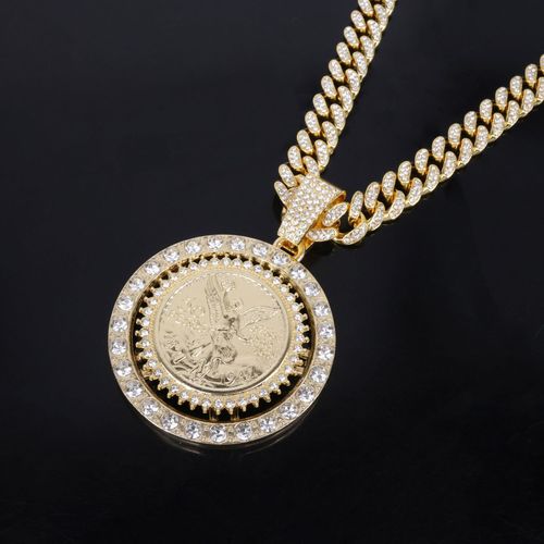 Divine Motion Iced Out Angel Rotating Pendant Guardian Spin Series