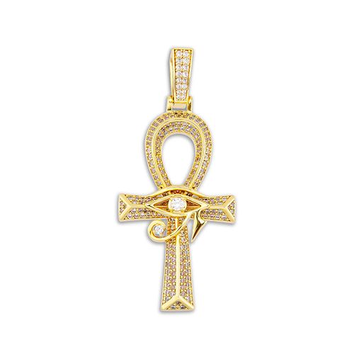 The Pharaoh Divine Protection Iced Ankh and Eye of Horus Pendant