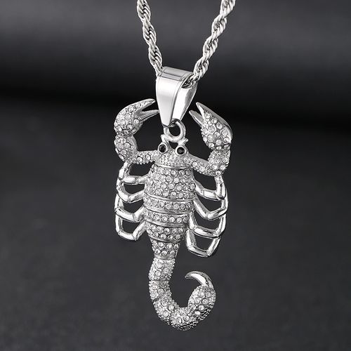 Iced Out Scorpion Pendant Necklace - 316L Stainless Steel  Never Fade - Waterproof  Hip Hop Jewelry