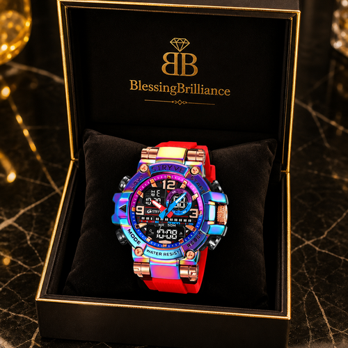 Digital-Analog Dual Movement Waterproof Watches Fashion Street Party Style Sports Watch