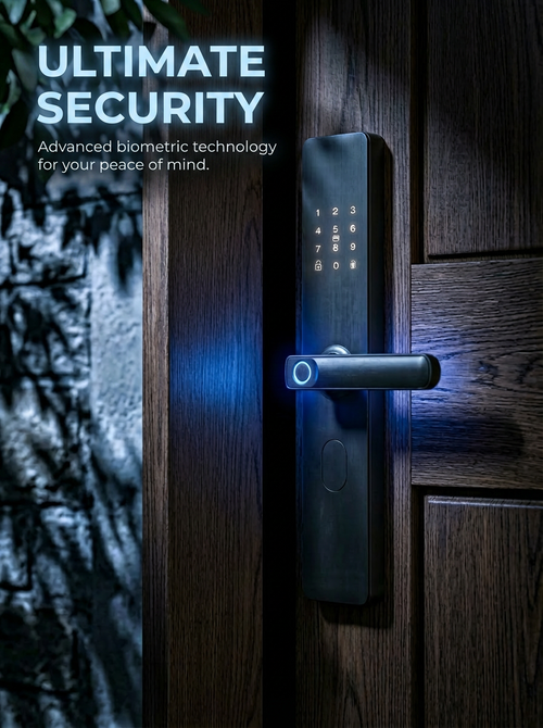 🔐 SmartEntry 5-in-1 Fingerprint Door Lock   5 Ways to Unlock  Battery Powered