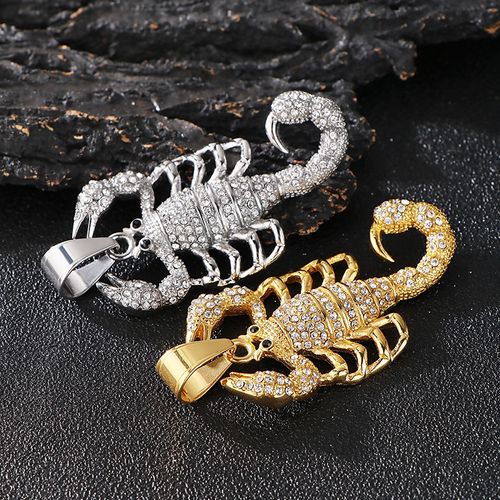 Iced Out Scorpion Pendant Necklace - 316L Stainless Steel  Never Fade - Waterproof  Hip Hop Jewelry