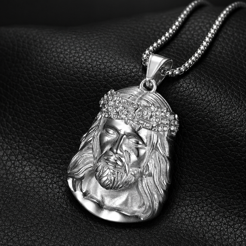 Crown of Grace Christ Portrait Pendant Necklace