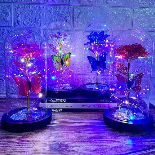 Eternal Blue Rose & Butterfly LED Glass Dome – Forever Gift for Her 🦋🌹
