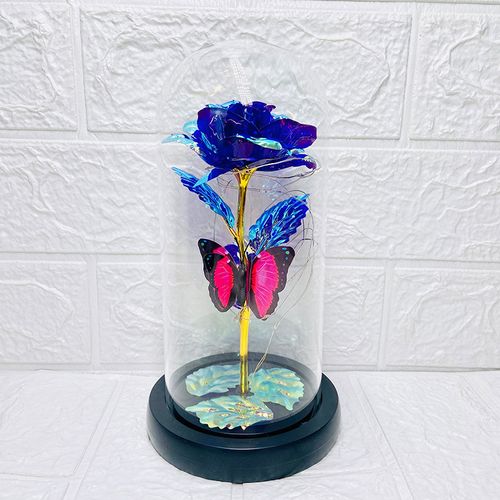 Eternal Blue Rose & Butterfly LED Glass Dome – Forever Gift for Her 🦋🌹
