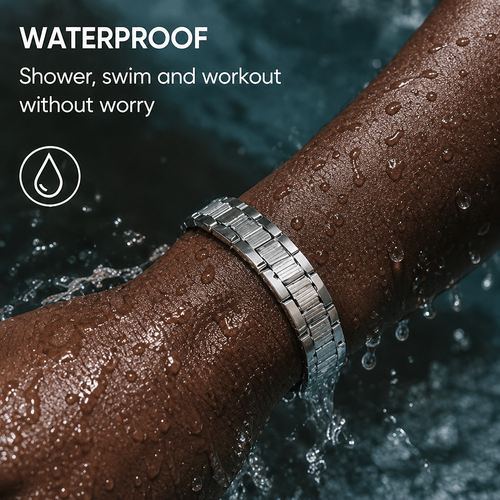 Bold Crocodile Embossed Magnetic Bracelet for Men – Waterproof Titanium & Stainless Steel Wide Cuff
