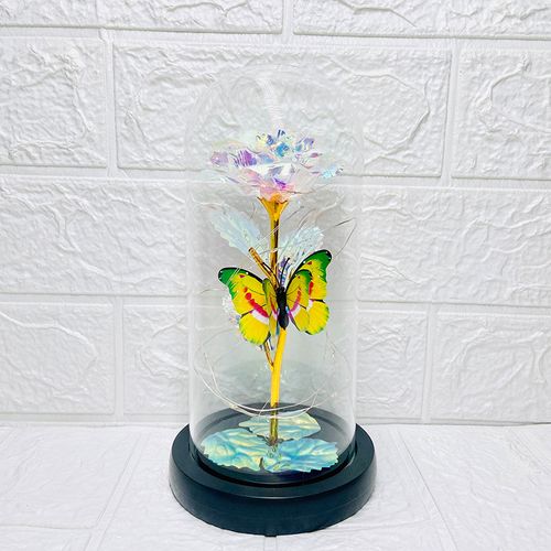 Eternal Blue Rose & Butterfly LED Glass Dome – Forever Gift for Her 🦋🌹