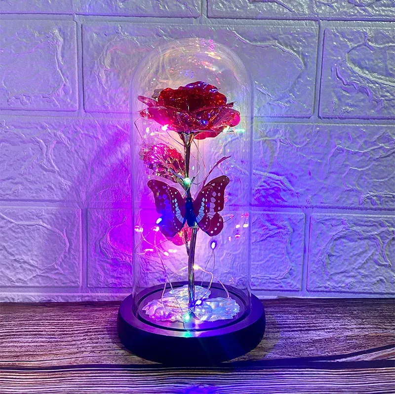 Eternal Blue Rose & Butterfly LED Glass Dome – Forever Gift for Her 🦋🌹
