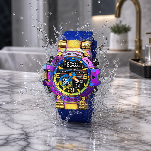 Digital-Analog Dual Movement Waterproof Watches Fashion Street Party Style Sports Watch