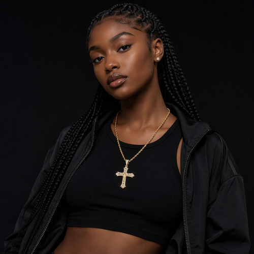 Iced Out 18K Gold Plated Crucifix Cross Necklace - Hand-Set VVS Simulant Stones