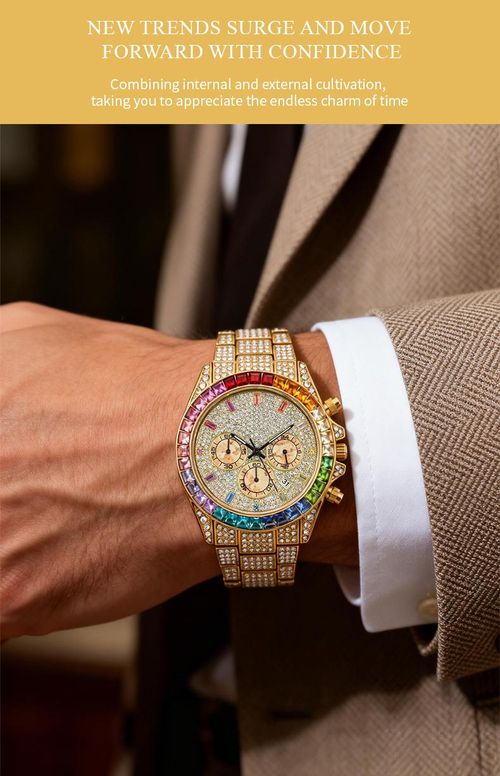 Starry sky luminous dial diamond-encrusted quartz multi-functional watch for men and women