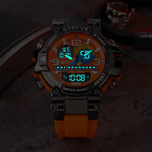 Digital-Analog Dual Movement Waterproof Watches Fashion Street Party Style Sports Watch