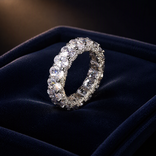 Royal Sparkle Luxury Oval Moissanite Diamond Eternity Wedding Band