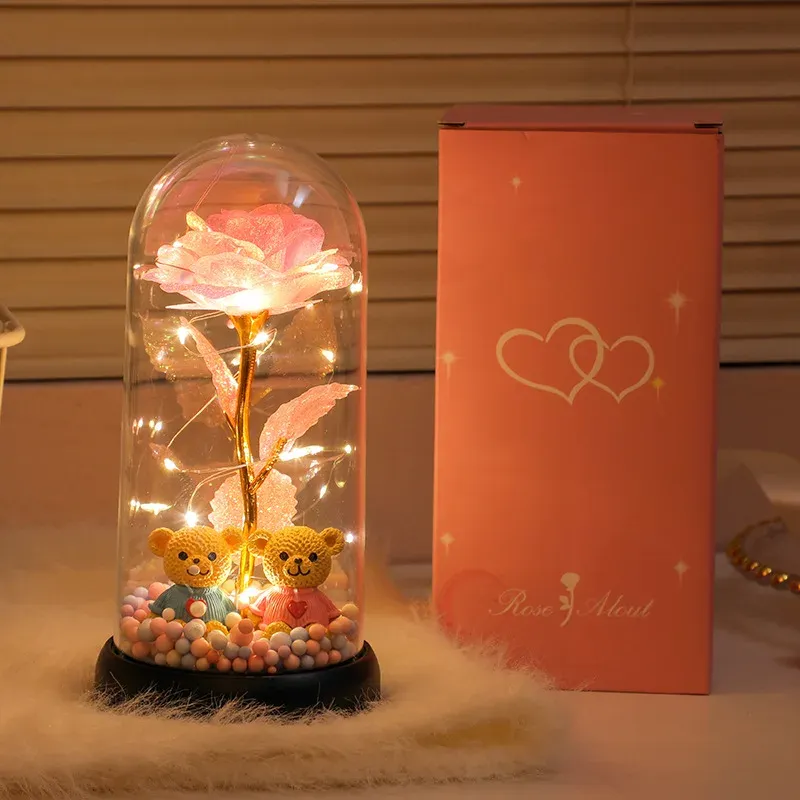 Eternal Galaxy Rose – LED Glass Dome Gift Set ✨💍