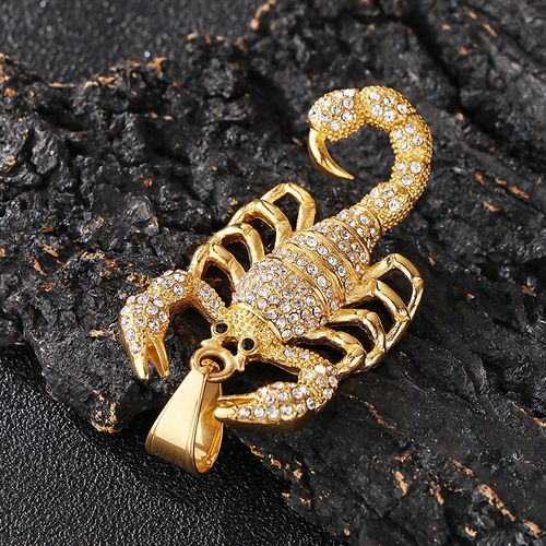 Iced Out Scorpion Pendant Necklace - 316L Stainless Steel  Never Fade - Waterproof  Hip Hop Jewelry