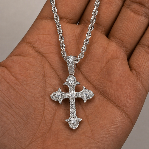 Luxury Iced-Out Cross Necklace - Hip Hop Sparkling Pendant for Urban Fashion