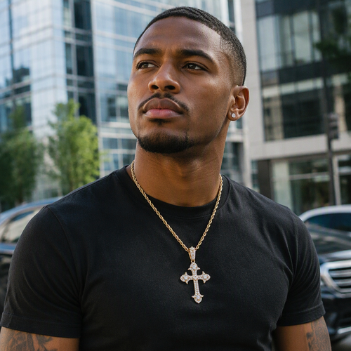 Luxury Iced-Out Cross Necklace - Hip Hop Sparkling Pendant for Urban Fashion
