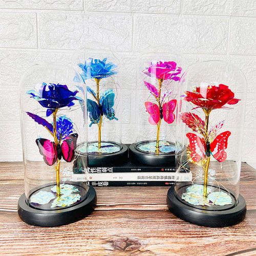 Eternal Blue Rose & Butterfly LED Glass Dome – Forever Gift for Her 🦋🌹