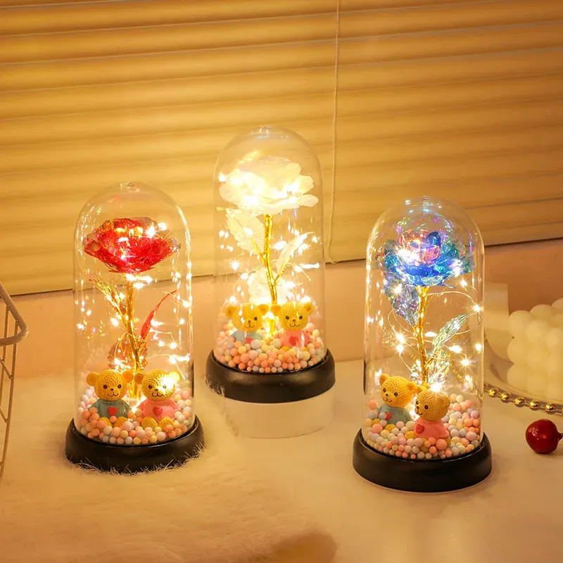 Eternal Galaxy Rose – LED Glass Dome Gift Set ✨💍