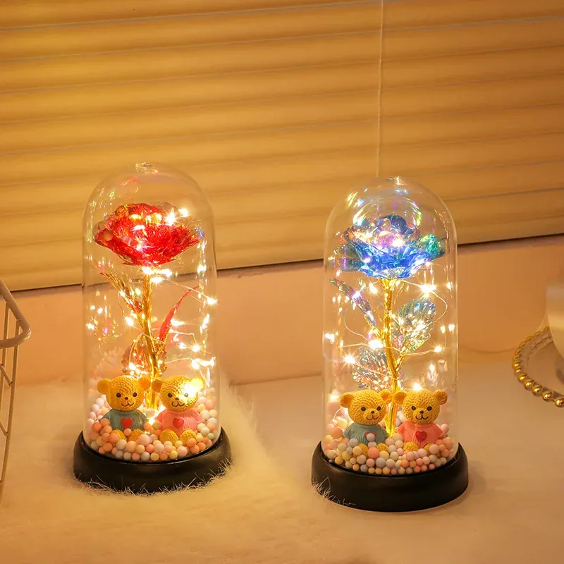 Eternal Galaxy Rose – LED Glass Dome Gift Set ✨💍