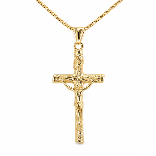 Crown of Faith Silver-Tone Crucifix Necklace