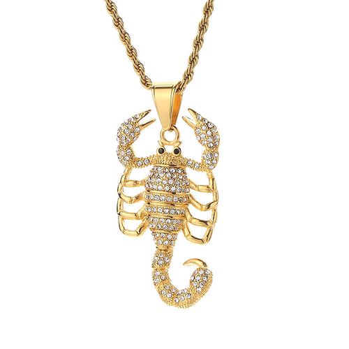Iced Out Scorpion Pendant Necklace - 316L Stainless Steel  Never Fade - Waterproof  Hip Hop Jewelry
