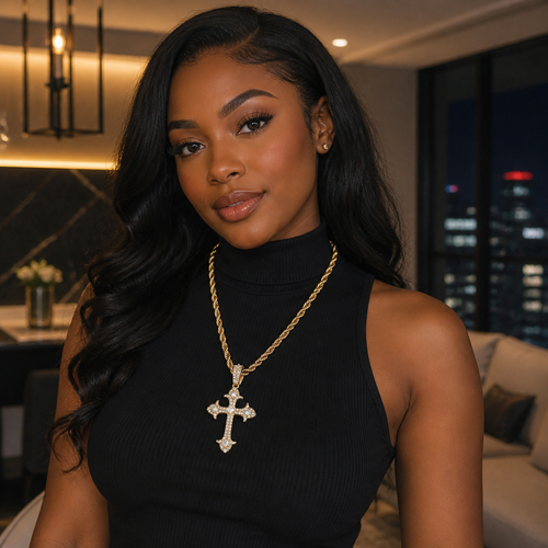 Luxury Iced-Out Cross Necklace - Hip Hop Sparkling Pendant for Urban Fashion