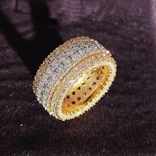 Iced Out Elegant 18K Gold Plated Full Diamond Rings