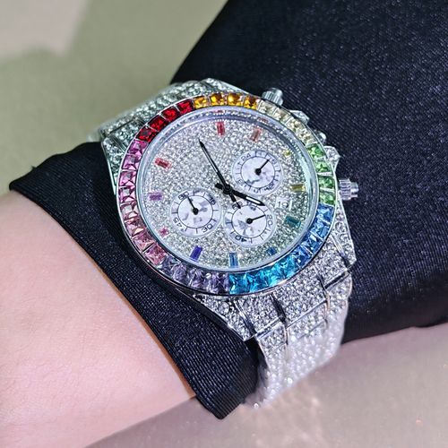 Starry sky luminous dial diamond-encrusted quartz multi-functional watch for men and women