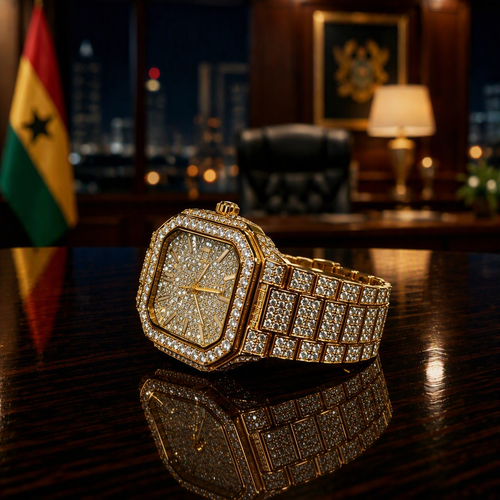 Royal Elite Iced Out Square Watch - Waterproof & Calendar - Unisex Design