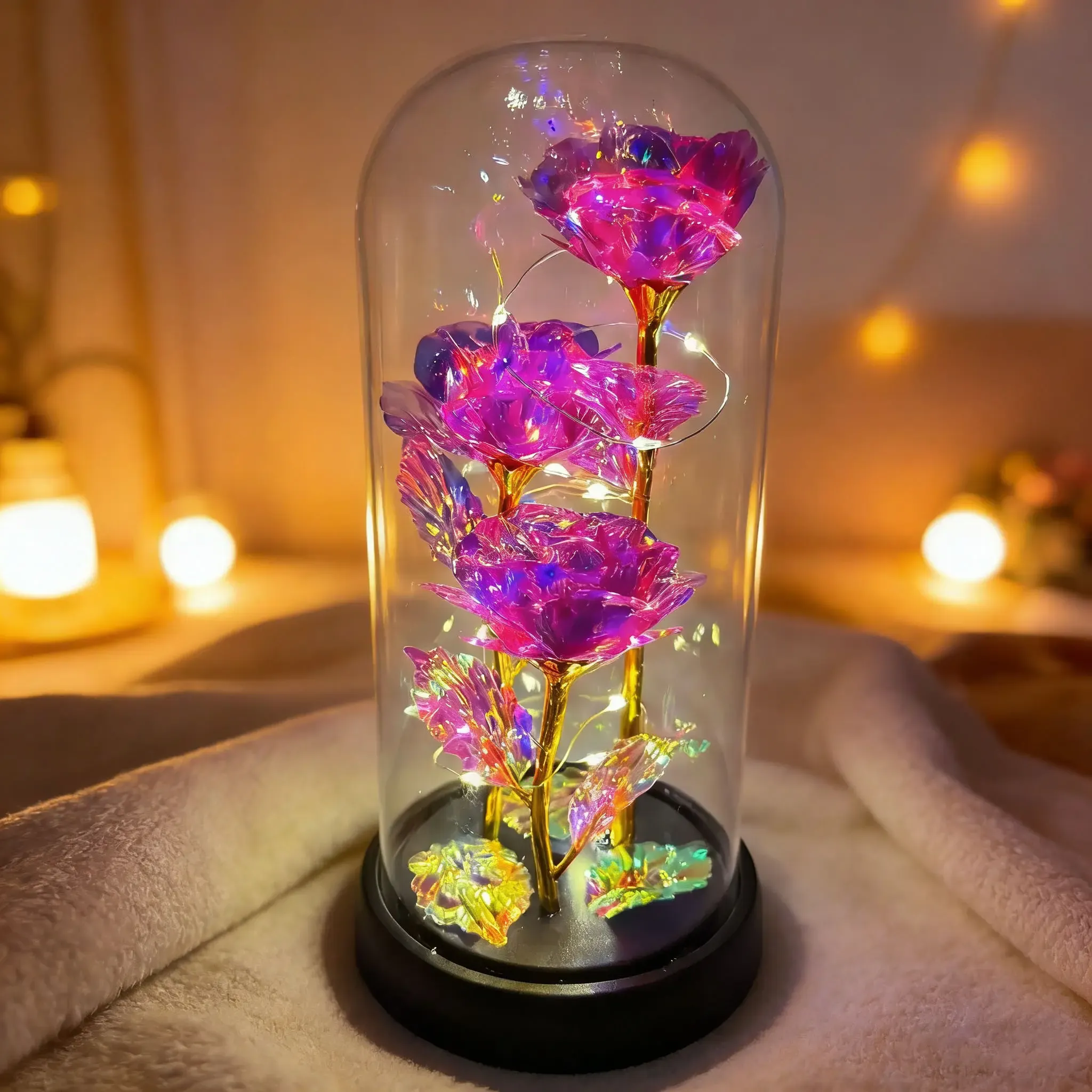 Enchanted Eternal Rose – Galaxy LED Glass Dome Gift 🌹✨